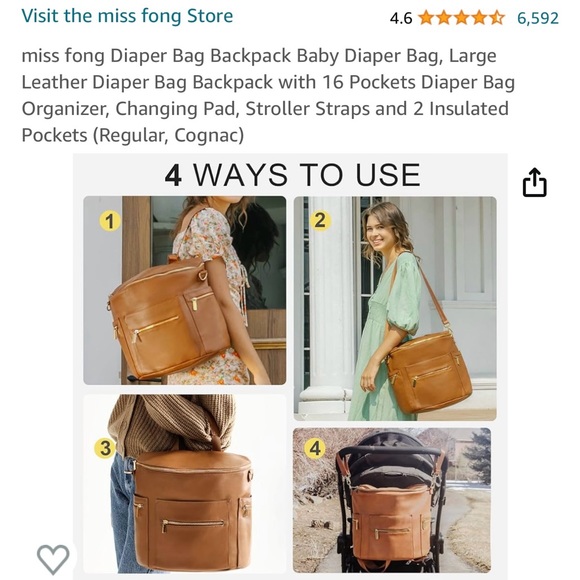 Miss fong bucket diaper bag in cognac - Picture 3 of 5